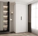 ABIKS MÖBEL Drehtürenschrank COMO 4 Weiß/Schwarz mit Kleiderstange und Regalen Bild 2