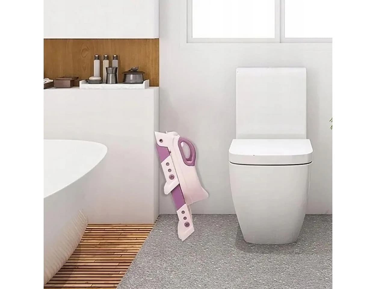 Hard-er Baby-Toilettensitz Rosa mit verstellbarer Stufenleiter und Rückenstütze - Bild 3