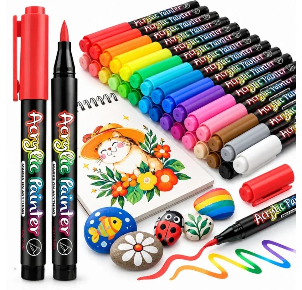 Hard-er Acrylmarker Set 12 Stück Wasserbasiert Bunt für Glas Holz Keramik - Bild 2