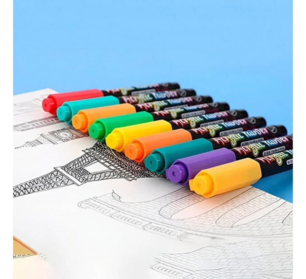 Hard-er Acrylmarker Set 12 Stück Wasserbasiert Bunt für Glas Holz Keramik - Bild 5