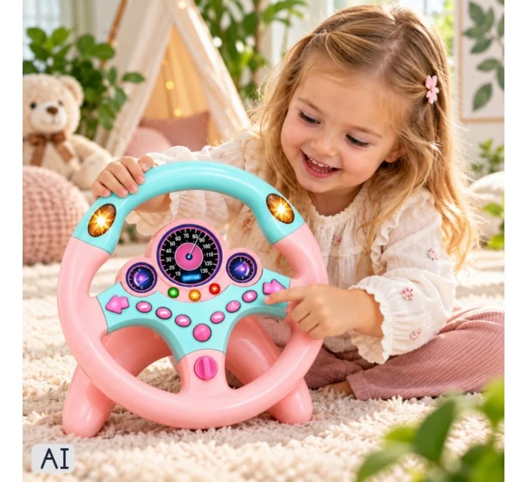 Hard-er Kinderlenkrad Rosa mit Licht und Sound