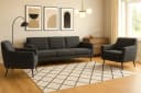 A&J MöbelLand Polstergarnitur BENITO 3-tlg. Sofa & 2 Sessel Grau Modern Bild 2