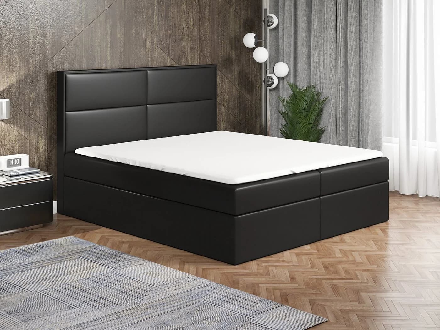 A&J MöbelLand Boxspringbett HOPP mit Bettkasten & Topper