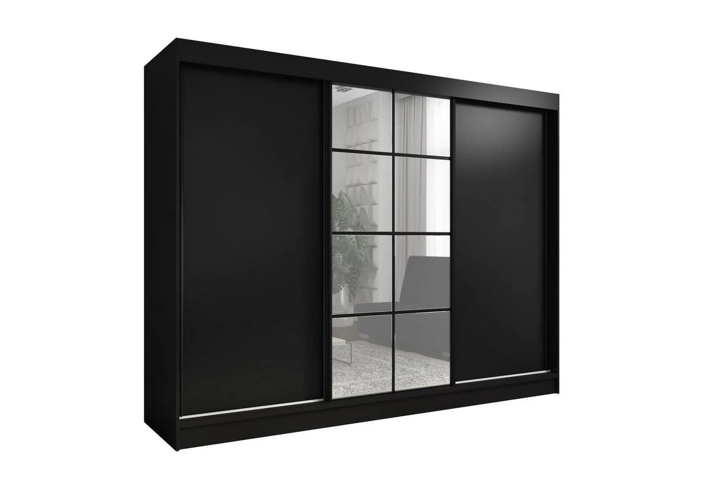A&J MöbelLand GmbH 3-türiger Kleiderschrank mit Spiegel 4 Schubladen - Bild 2