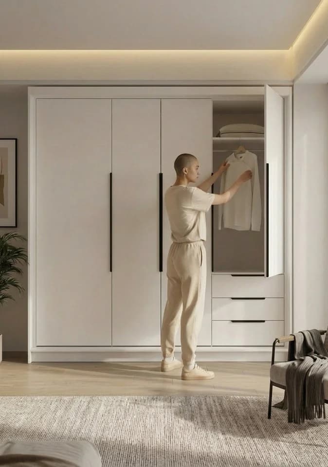 A&J MöbelLand GmbH Drehtürenschrank viertüriger Kleiderschrank mit Schubladen und Metallgriffen - Bild 4