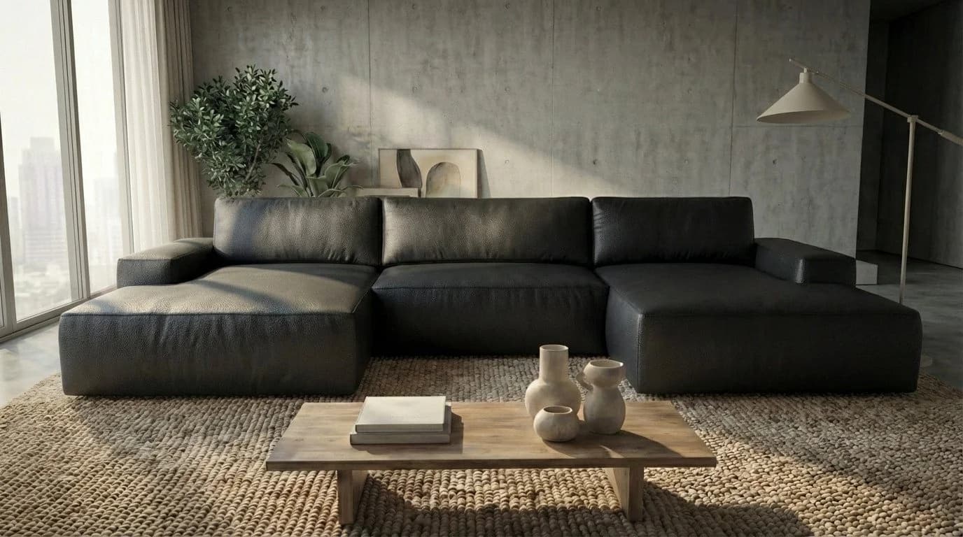 A&J MöbelLand Ecksofa EINAR Schwarz mit Schlaffunktion und Bettkasten