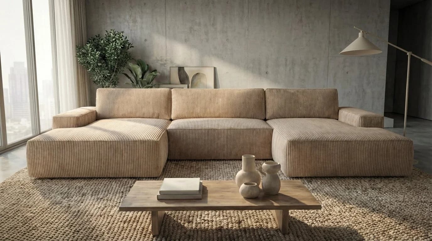 A&J MöbelLand Ecksofa EINAR mit Schlaffunktion und Bettkasten Beige