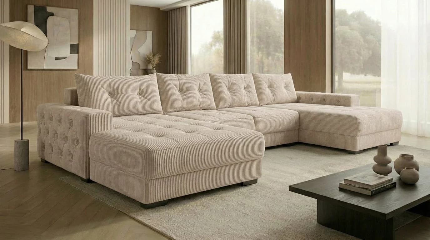 A&J MöbelLand GmbH Ecksofa VIENA mit Schlaffunktion und Bettkasten Beige - Bild 2