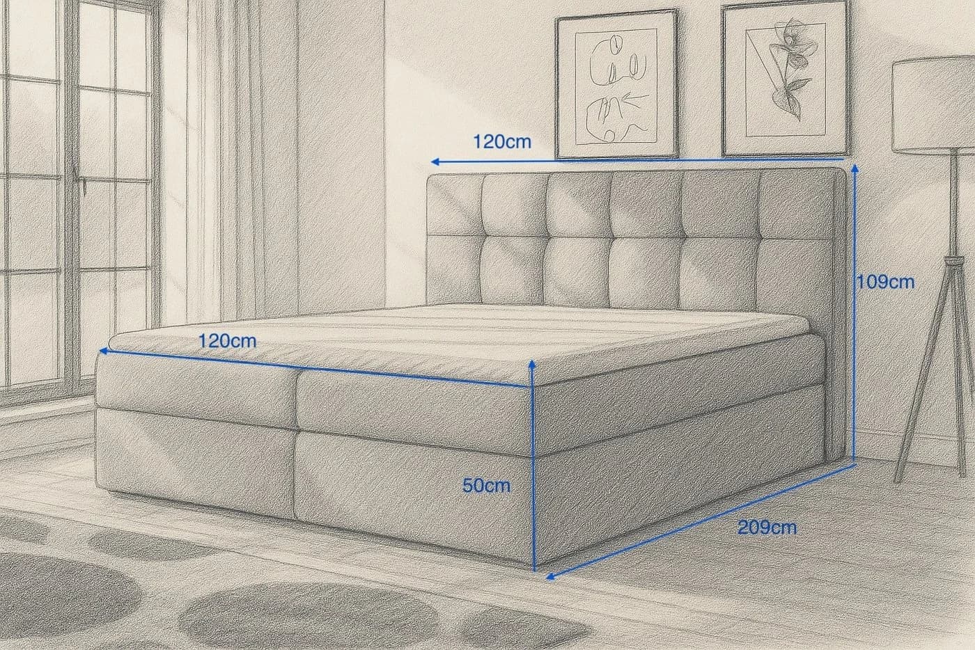 A&J MöbelLand Boxspringbett REF mit Bettkasten, Topper und gepolstertem Kopfteil - Bild 3