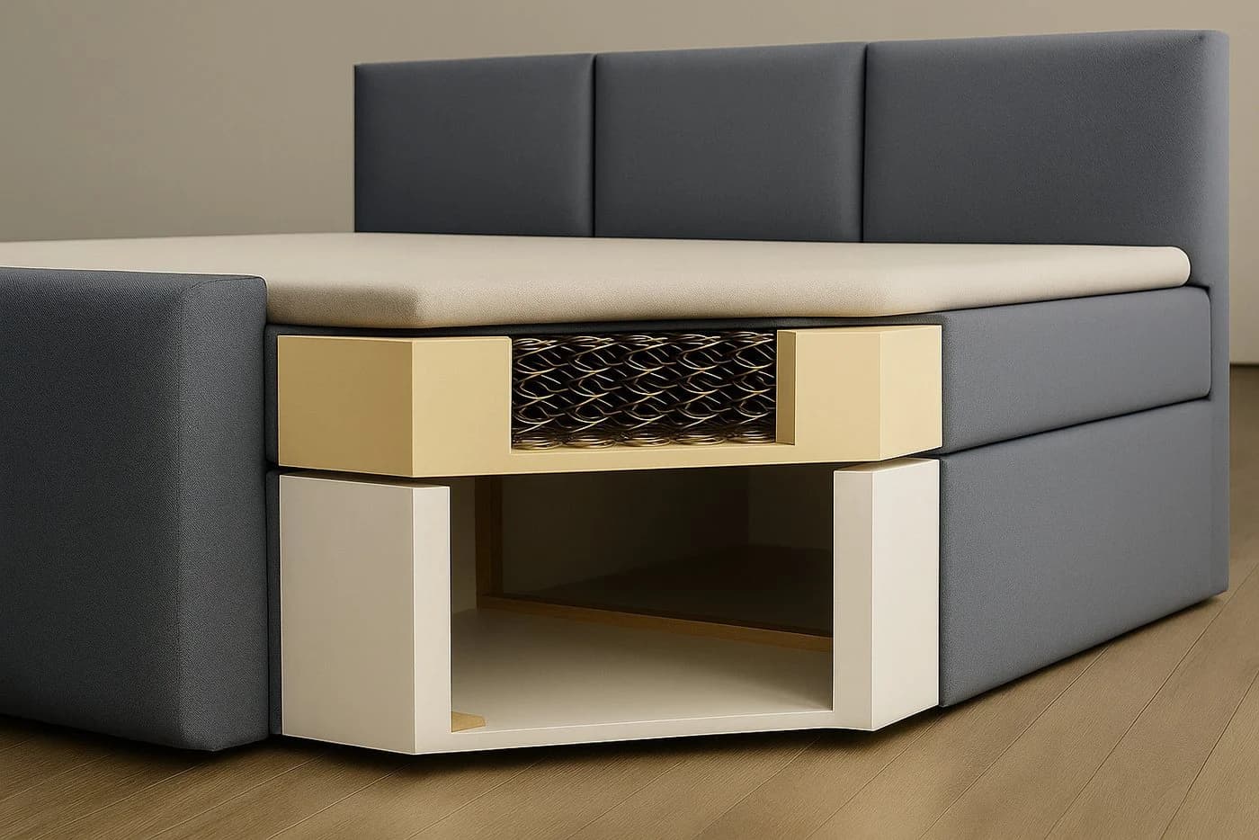A&J MöbelLand Boxspringbett REF mit Bettkasten, Topper und gepolstertem Kopfteil - Bild 4