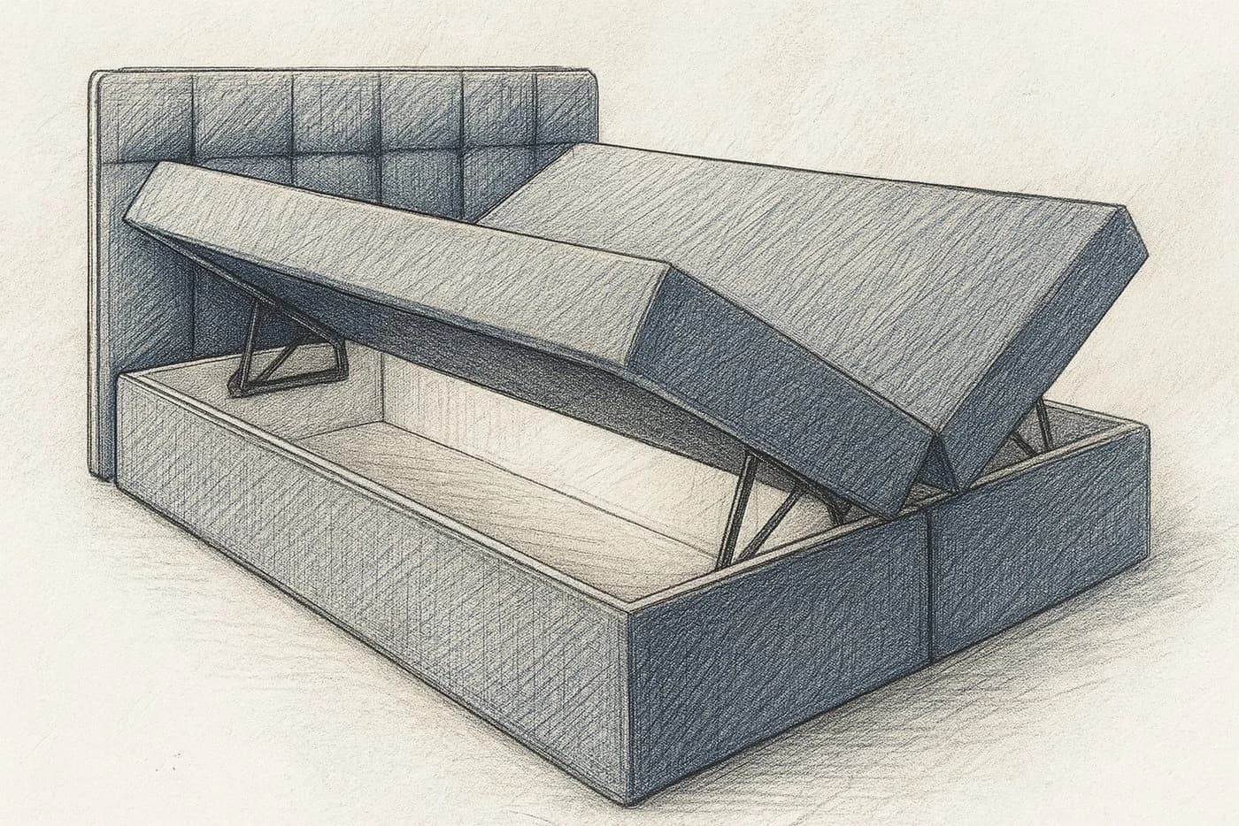 A&J MöbelLand Boxspringbett REF mit Bettkasten, Topper und gepolstertem Kopfteil - Bild 5