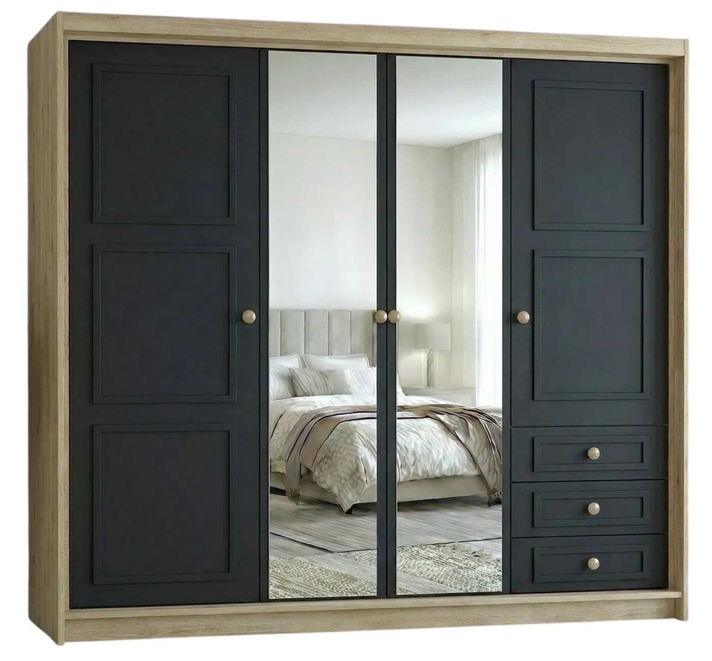A&J MöbelLand GmbH Drehtürenschrank OSLO viertüriger Kleiderschrank - Bild 2