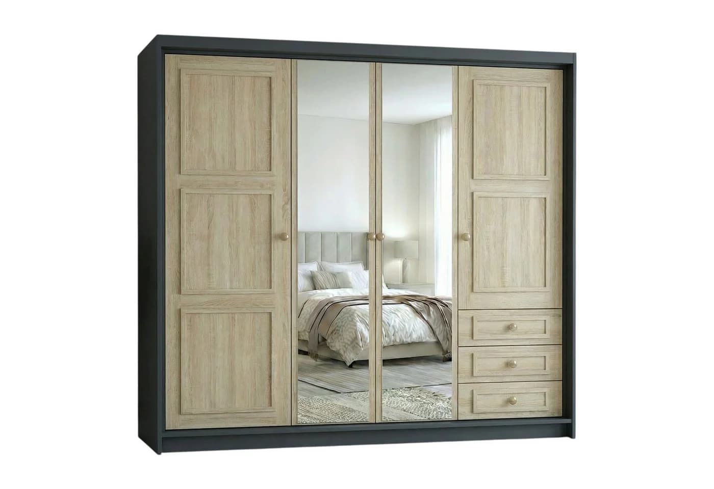 A&J MöbelLand OSLO Kleiderschrank 4-türig mit Schubladen - Bild 2
