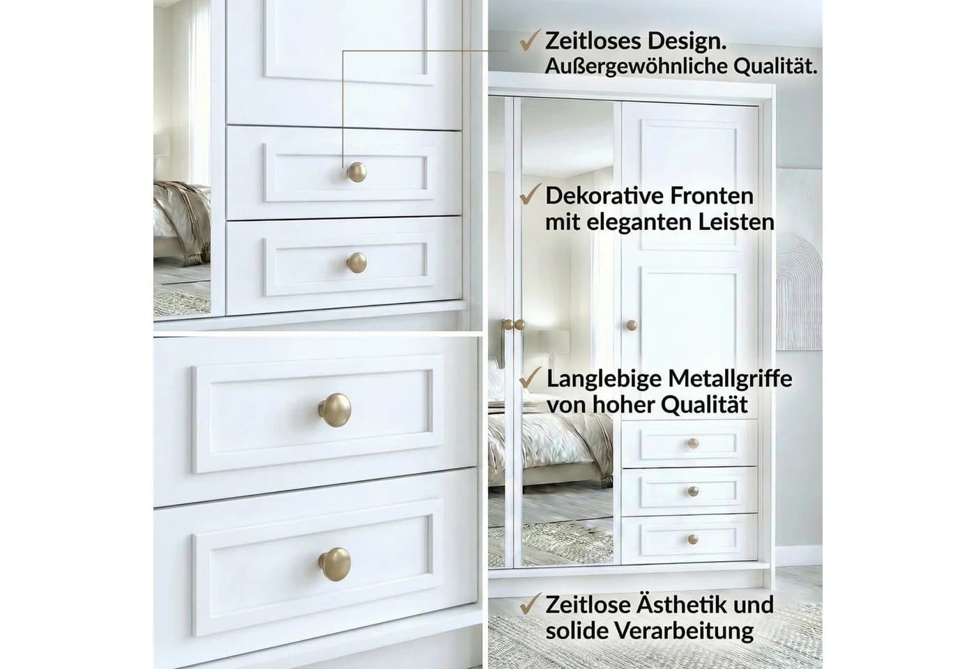 A&J MöbelLand OSLO Kleiderschrank 4-türig mit Schubladen - Bild 4