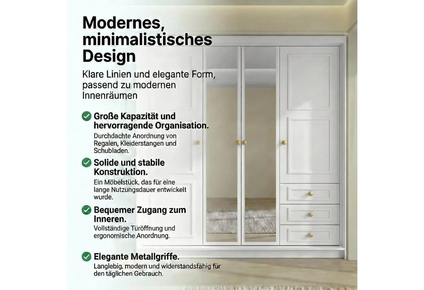 A&J MöbelLand OSLO Kleiderschrank 4-türig mit Schubladen - Bild 5
