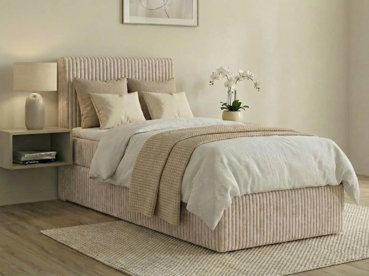 A&J MöbelLand Boxspringbett RALFI mit Bettkasten und gepolstertem Kopfteil