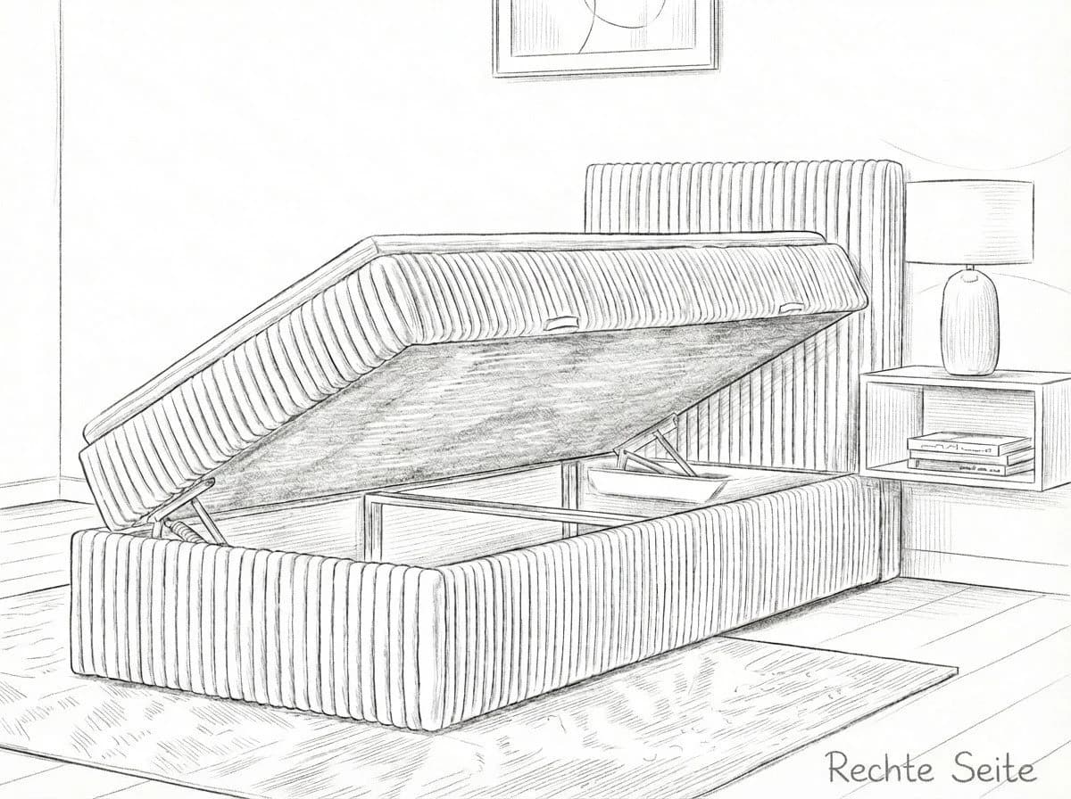 A&J MöbelLand Boxspringbett RALFI mit Bettkasten und gepolstertem Kopfteil - Bild 3