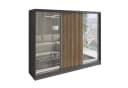 A&J MöbelLand Schiebetürenschrank DIVER 200 cm Grau mit 4 Schubladen Bild 2