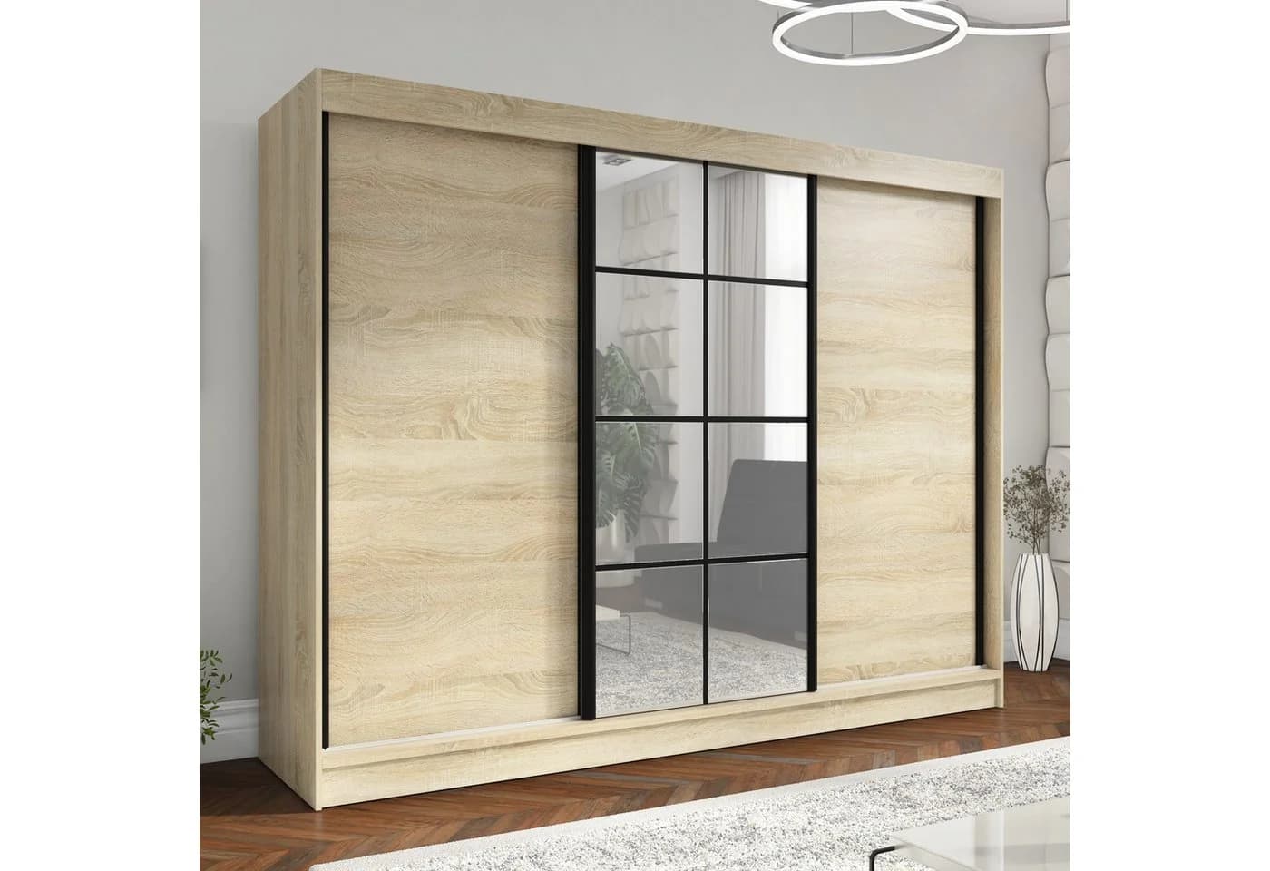 A&J MöbelLand Schiebetürenschrank ORAVIA Beige Modern Loft