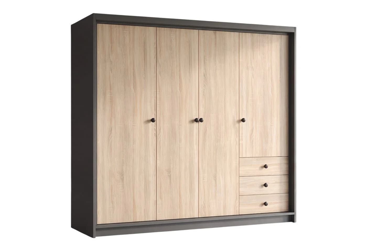 A&J MöbelLand Drehtürenschrank FALKEN Grau 200 cm - Bild 2