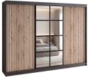 A&J MöbelLand NORIVO Schiebetürenschrank 200 cm Schwarz 3D-Lamellen Spiegelfront Bild 2