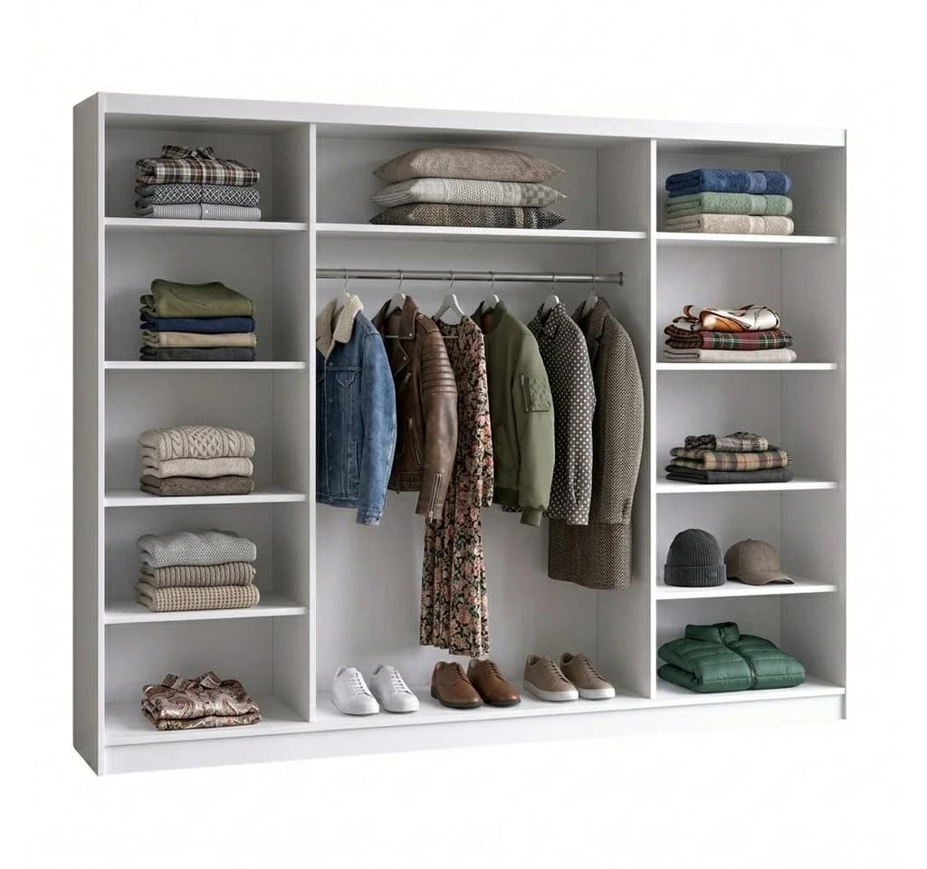 A&J MöbelLand NORIVO Schiebetürenschrank 200 cm Schwarz 3D-Lamellen Spiegelfront - Bild 4