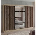 A&J MöbelLand Schiebetürenschrank NORIVO 200 cm mit 3D-Lamellen und Spiegelfront Bild 1
