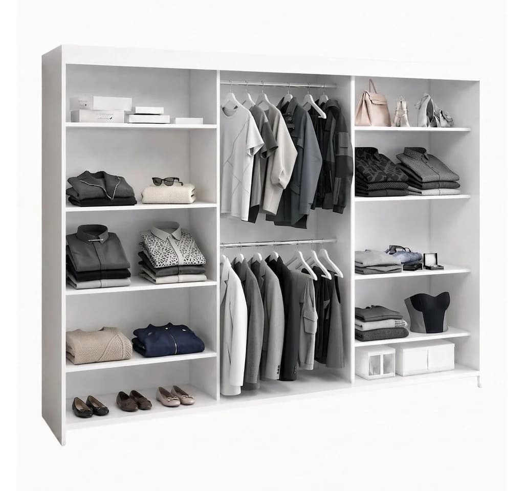 A&J MöbelLand Schiebetürenschrank NORIVO 200 cm mit 3D-Lamellen und Spiegelfront - Bild 4