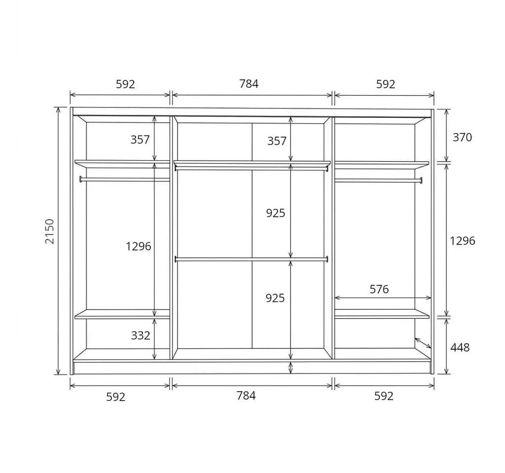 A&J MöbelLand Schiebetürenschrank FARA 200 cm mit 3D-Lamellen und Spiegelfront - Bild 3