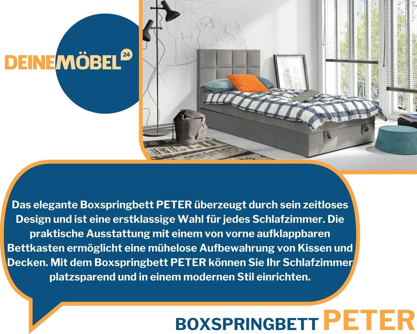 Deine Möbel 24 Boxspringbett PETER mit Bettkasten und Topper Rosa - Bild 5