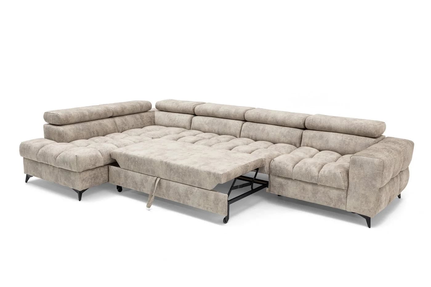 Muffo Ecksofa Pudding Maxi Beige mit Bettkasten und verstellbaren Kopfstützen - Bild 4