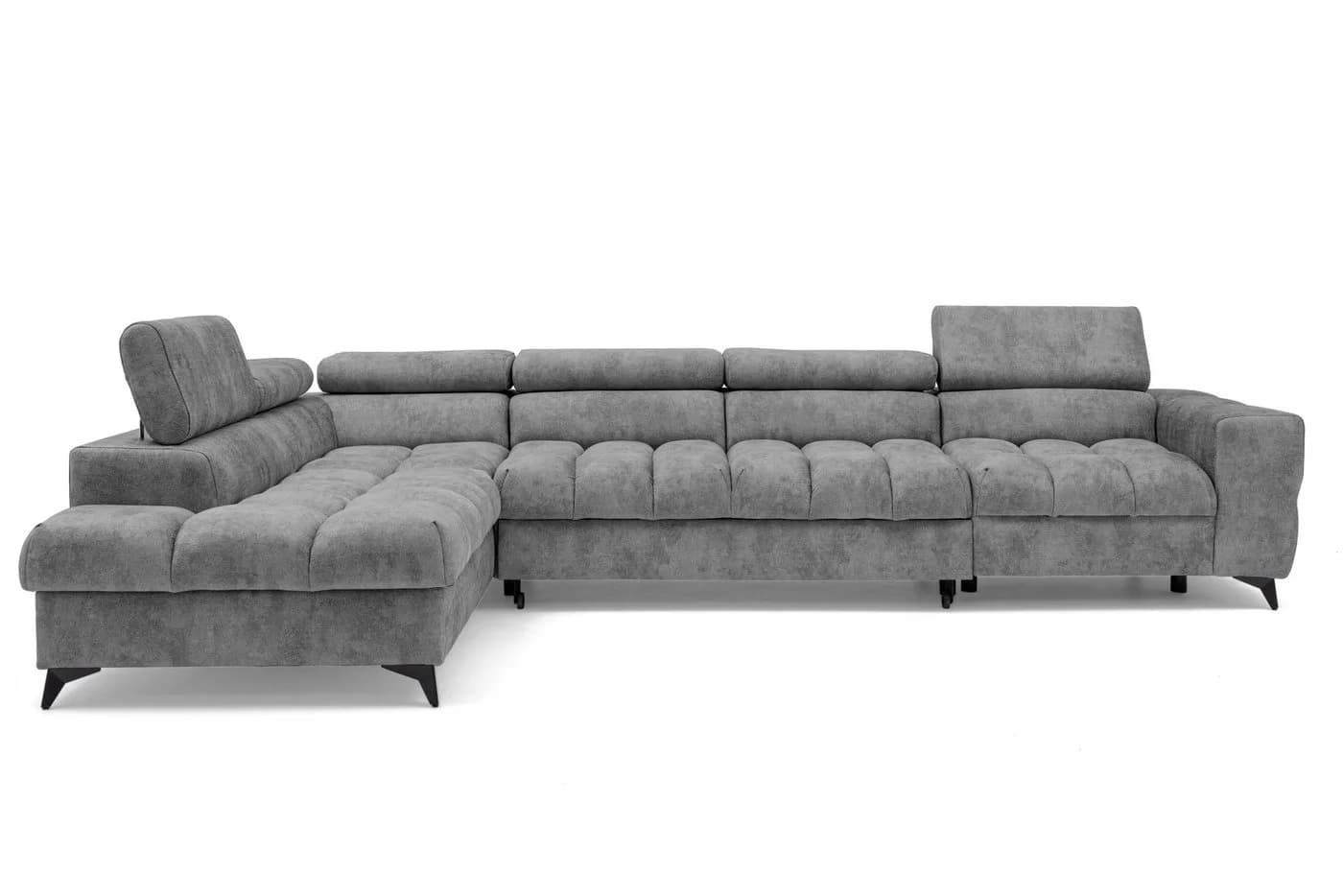 Muffo Ecksofa Pudding Maxi Grau mit Schlaffunktion und Bettkasten