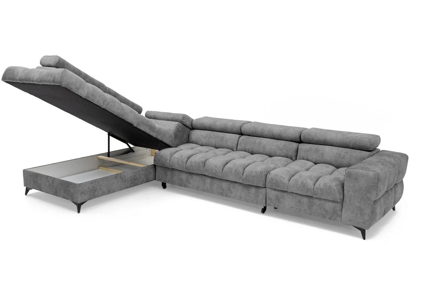 Muffo Ecksofa Pudding Maxi Grau mit Schlaffunktion und Bettkasten - Bild 3