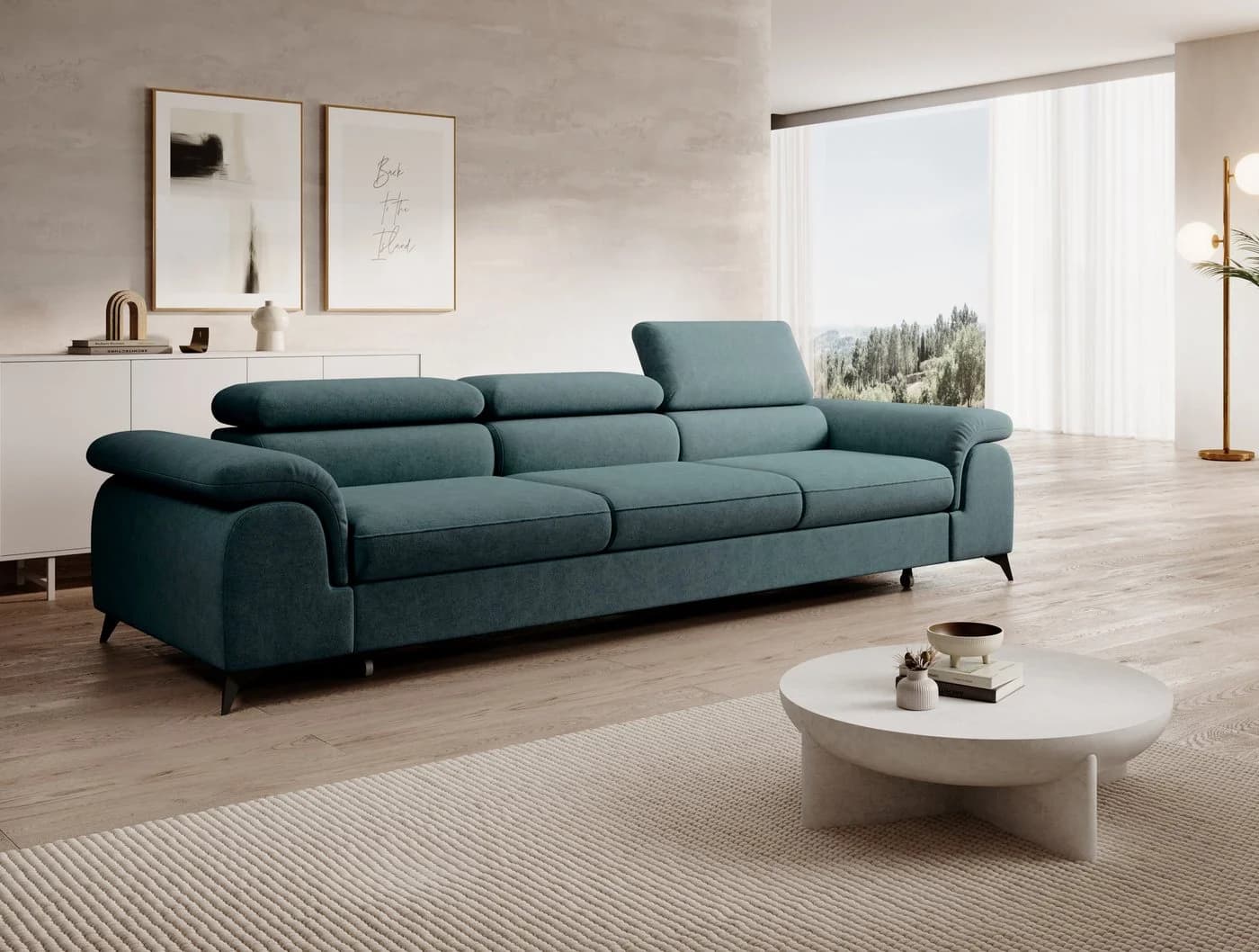 Muffo Sofa Plaza 3 Blau mit Schlaffunktion und verstellbaren Kopfstützen - Bild 2