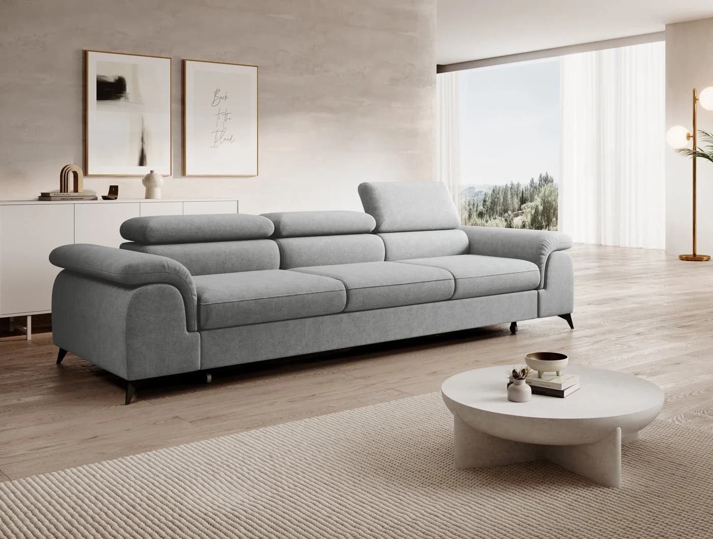 Muffo Sofa Plaza 3 Schlafsofa Grau mit verstellbaren Kopfstützen - Bild 2
