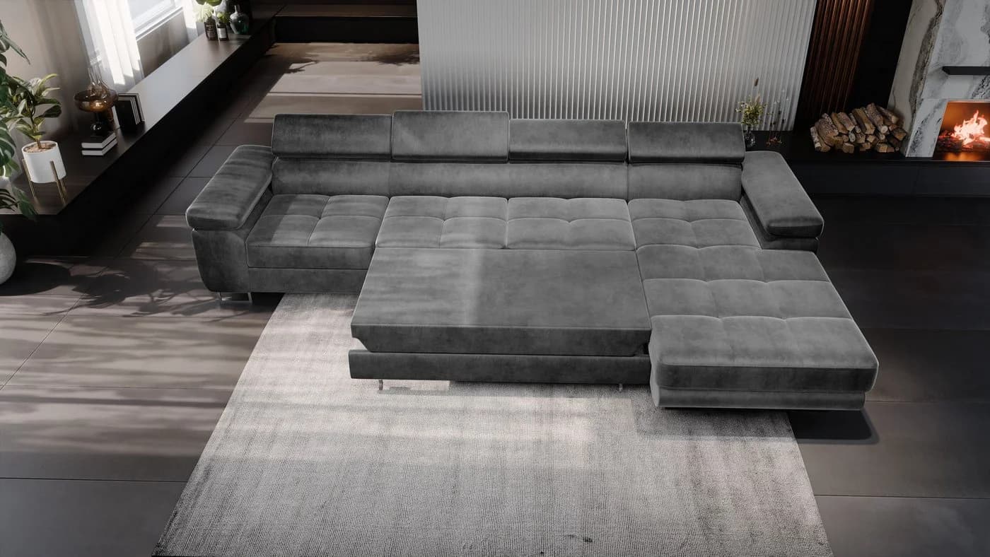 Muffo Ecksofa Alonzo Maxi Grau mit Schlaffunktion und Bettkasten - Bild 3