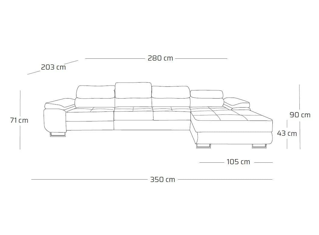 Muffo Ecksofa Alonzo Maxi Grau mit Schlaffunktion und Bettkasten - Bild 4