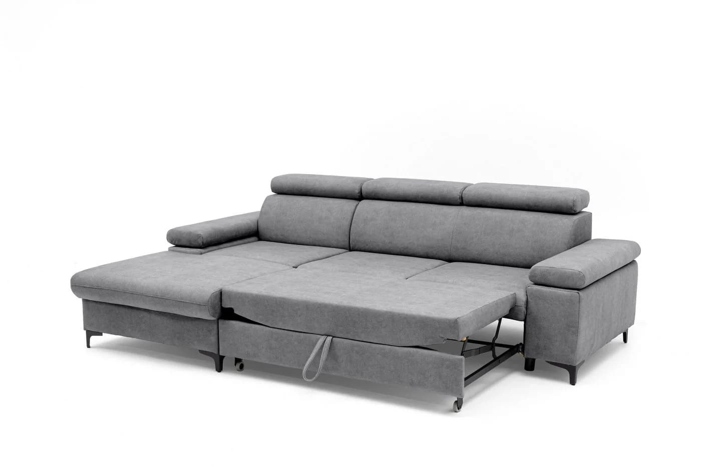Muffo Ecksofa MAVIC Grau mit Schlaffunktion und Bettkasten - Bild 4
