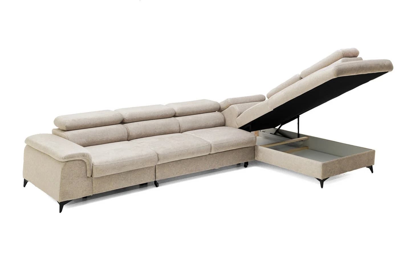 Muffo Ecksofa Plaza Maxi Beige mit Schlaffunktion und Verstellbaren Kopfstützen - Bild 3