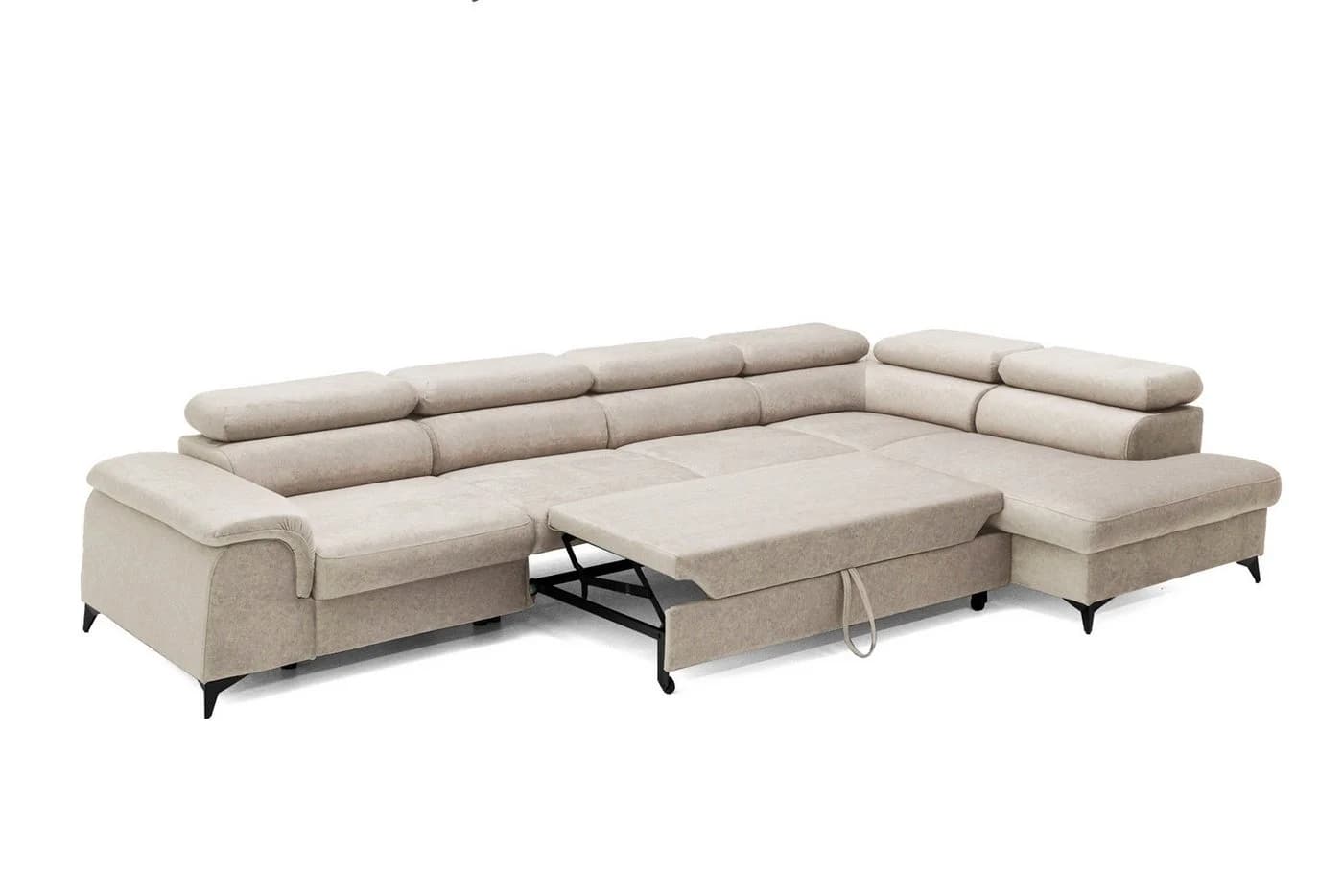 Muffo Ecksofa Plaza Maxi Beige mit Schlaffunktion und Verstellbaren Kopfstützen - Bild 4