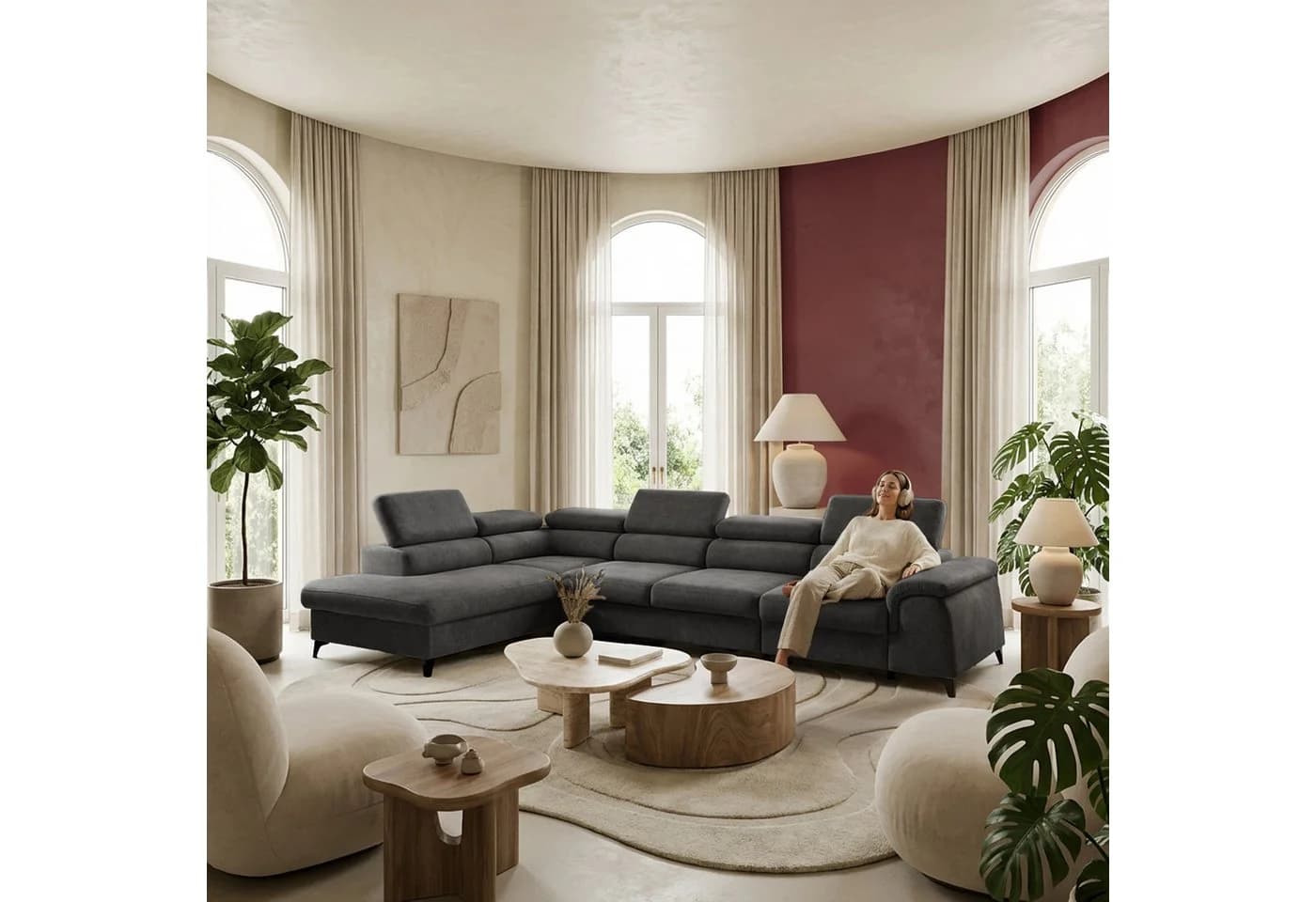 Muffo Ecksofa Plaza Maxi L-Form mit Schlaffunktion Stahlgrau - Bild 2