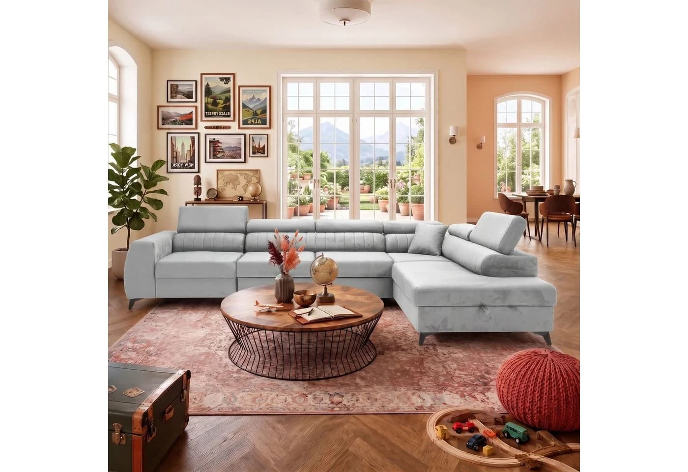 Muffo Ecksofa Piero maxi mit Schlaffunktion und Bettkasten Grau - Bild 2
