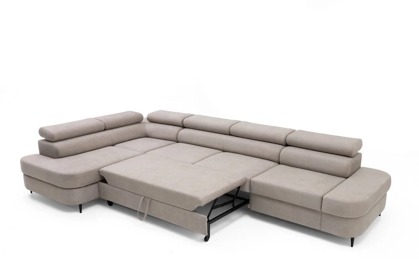 Muffo Ecksofa Priam Maxi L-Form Beige mit Schlaffunktion und Bettkasten - Bild 4