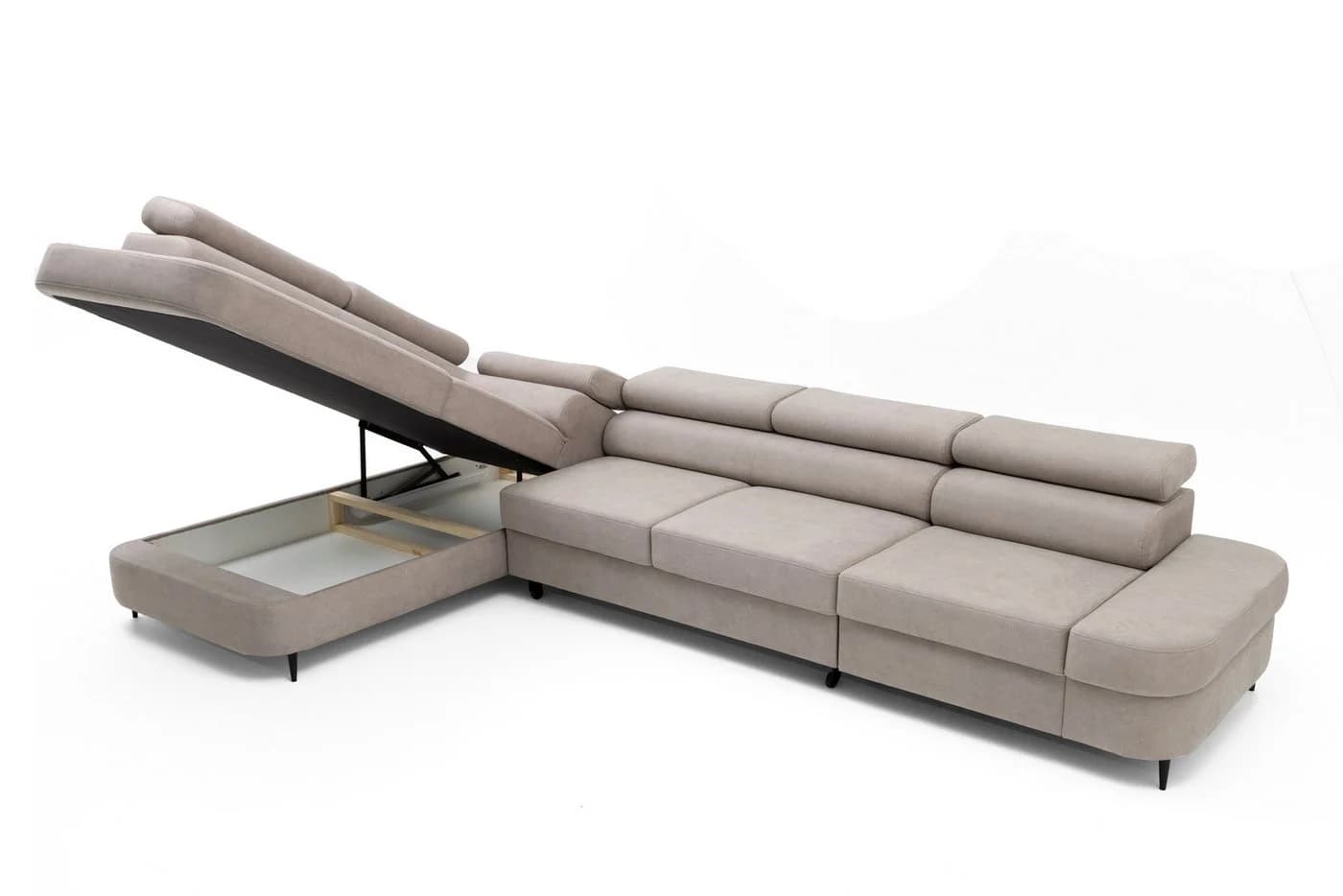 Muffo Ecksofa Priam Maxi L-Form Beige mit Schlaffunktion und Bettkasten - Bild 5