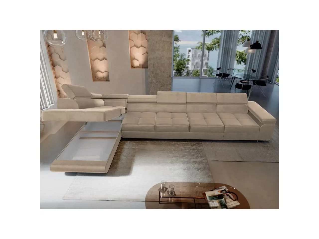 Muffo Ecksofa WILD XXL mit Bettkasten, Hohe Metallfüße, Verstellbare Kopfstützen - Bild 3