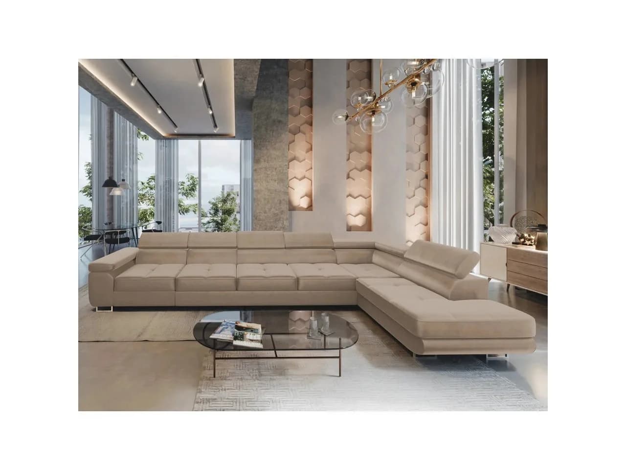 Muffo Ecksofa WILD XXL mit Bettkasten und verstellbaren Kopfstützen Beige - Bild 2
