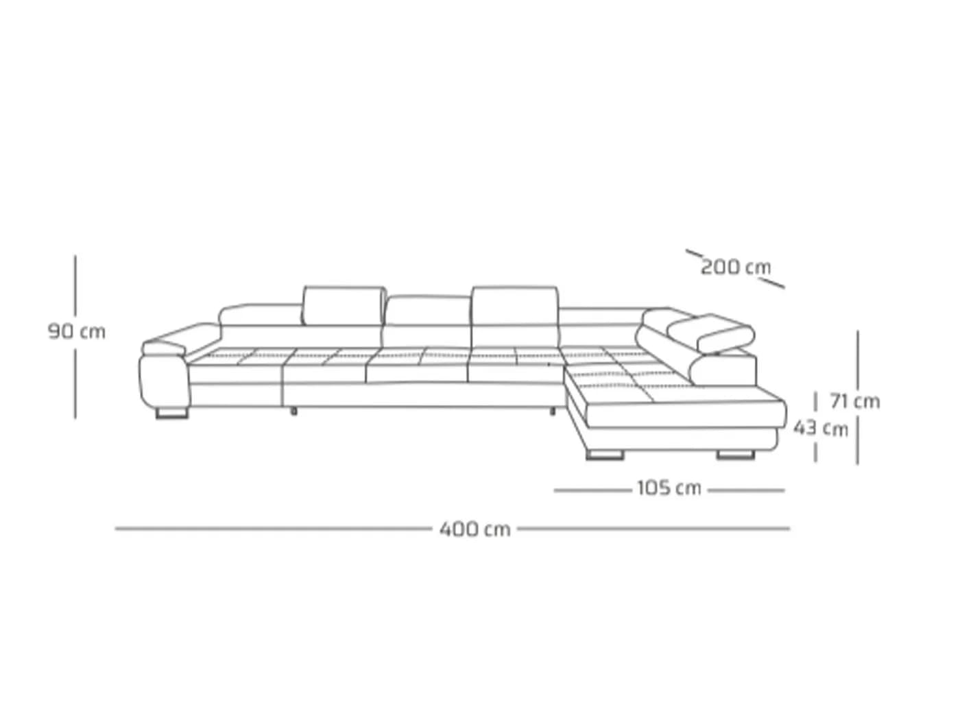 Muffo Ecksofa WILD XXL mit Bettkasten und verstellbaren Kopfstützen Beige - Bild 4