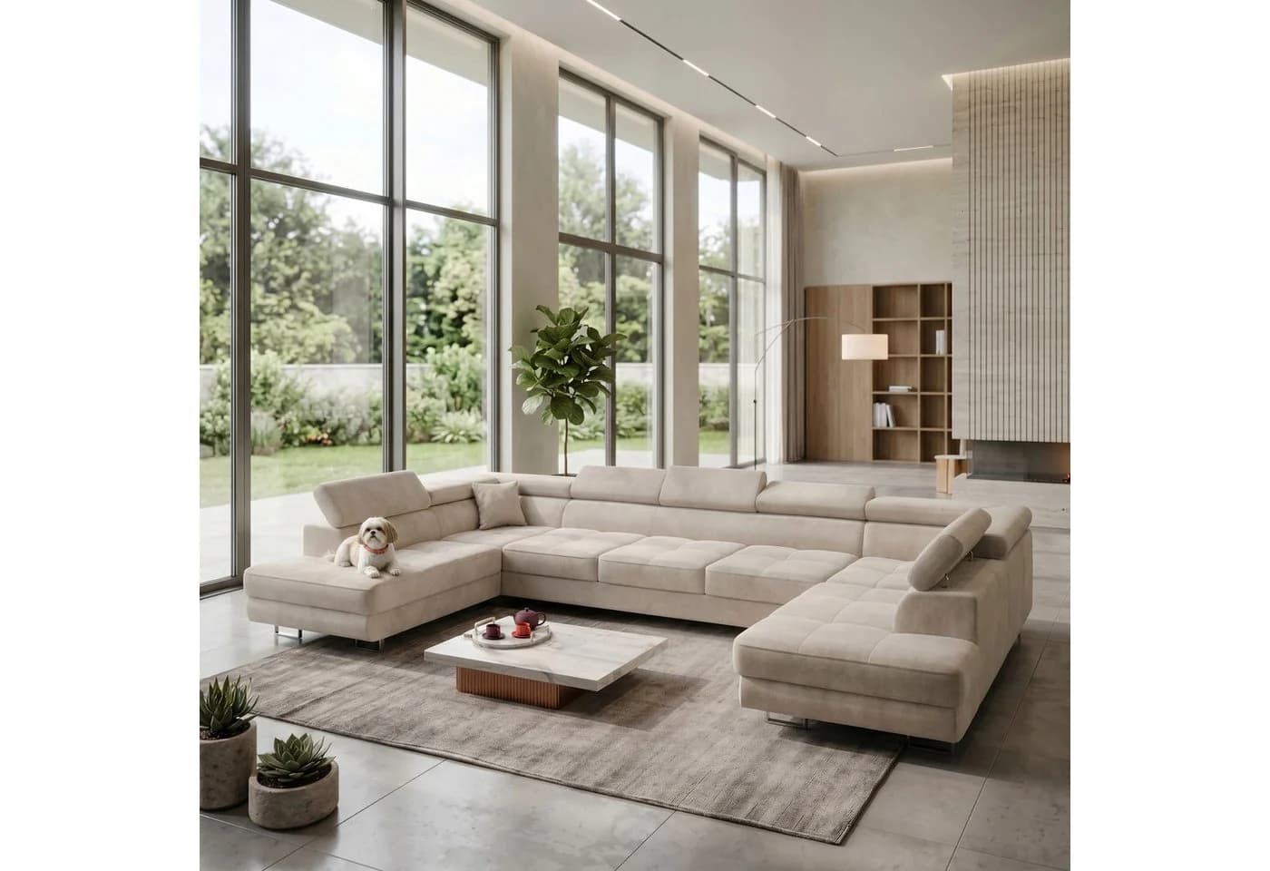 Muffo Ecksofa WILD MAXI U2 Beige Schlaffunktion verstellbare Kopfstützen - Bild 2