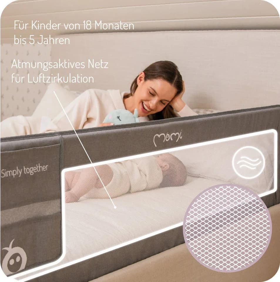 MoMi Bettschutzgitter Lexi Plus SM Beige Absenkbar