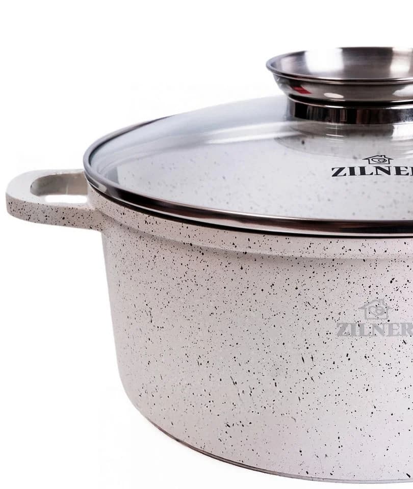 Zilner Kochtopf-Set 21-tlg. Beige Marmor-Keramik Aluminium Induktion - Bild 5